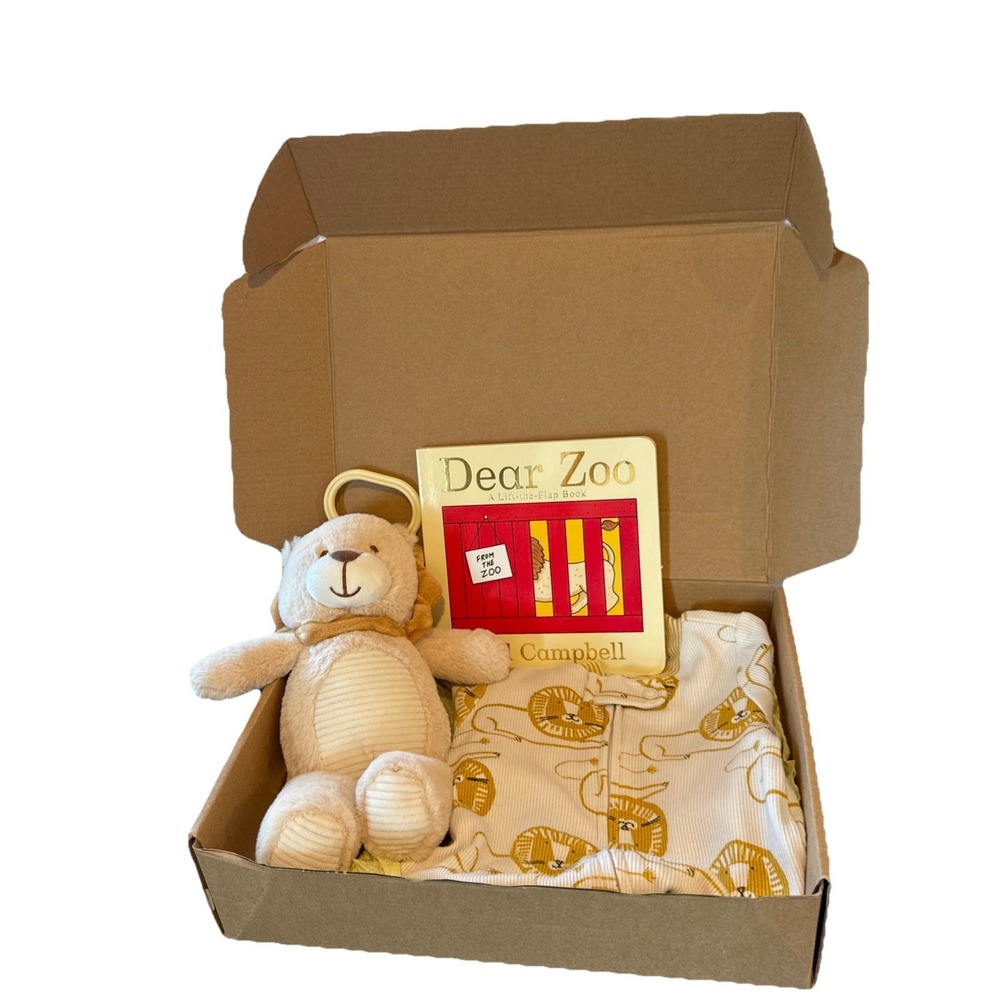 Baby Boy Shower Gift, Newborn Bedtime Gift Box, Infant Lion New Baby Welcome Box